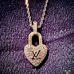 Authentic Louis Vuitton Gold Heart Padlock Necklace with Gemstones – Made in Ita